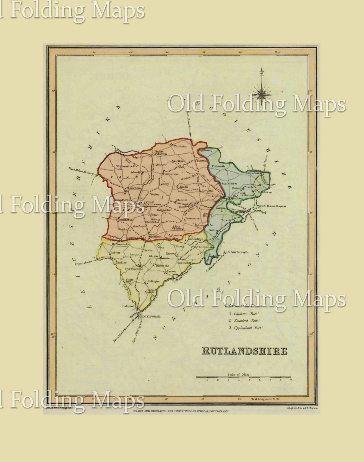 Antique County Map of Rutland circa 1840