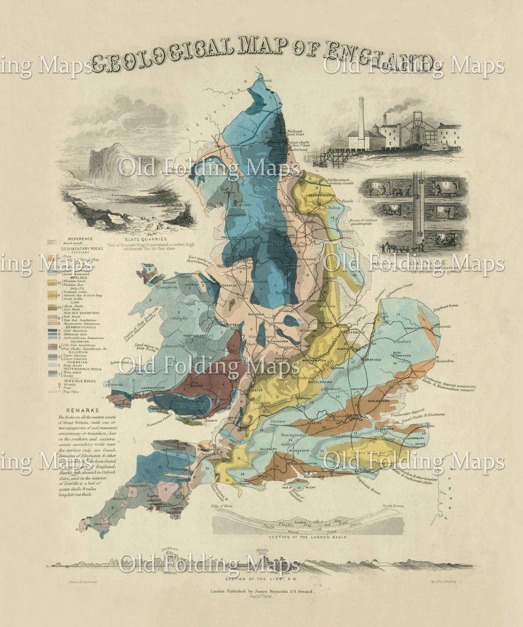 A Geological Map of England circa 1842